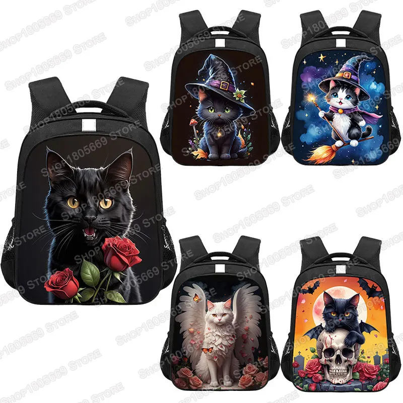 14/16inch Fantasy Magic Cat Print Backpack Teenager Rucksack Children Bookbags Women Men Laptop Bags for Travel Gift