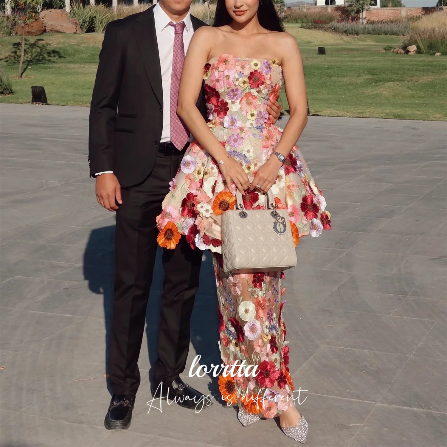 

Lorrtta Customized Elegant Women's Dresses for Wedding Party Dress for Wedding Guest Elegant Cocktail Flower Fabric Prom Dresses