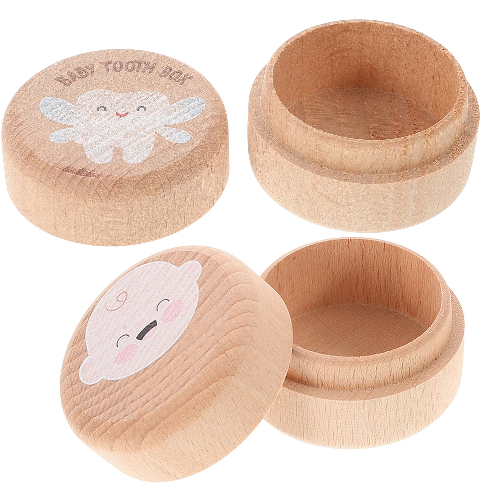 

2 шт. деревянная коробка для подарков на зубы, очаровательный круглый держатель для детских зубов, контейнер для хранения потерянных зубов для мальчиков и девочек, детей