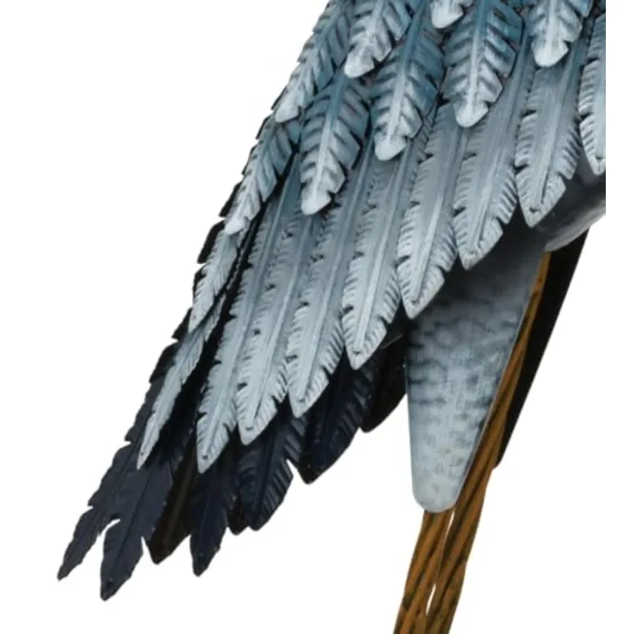 Heron Metal Statue for indoor and outdoor garden yard art decor, rust-resistant steel, matte black finish, weatherproof and lig