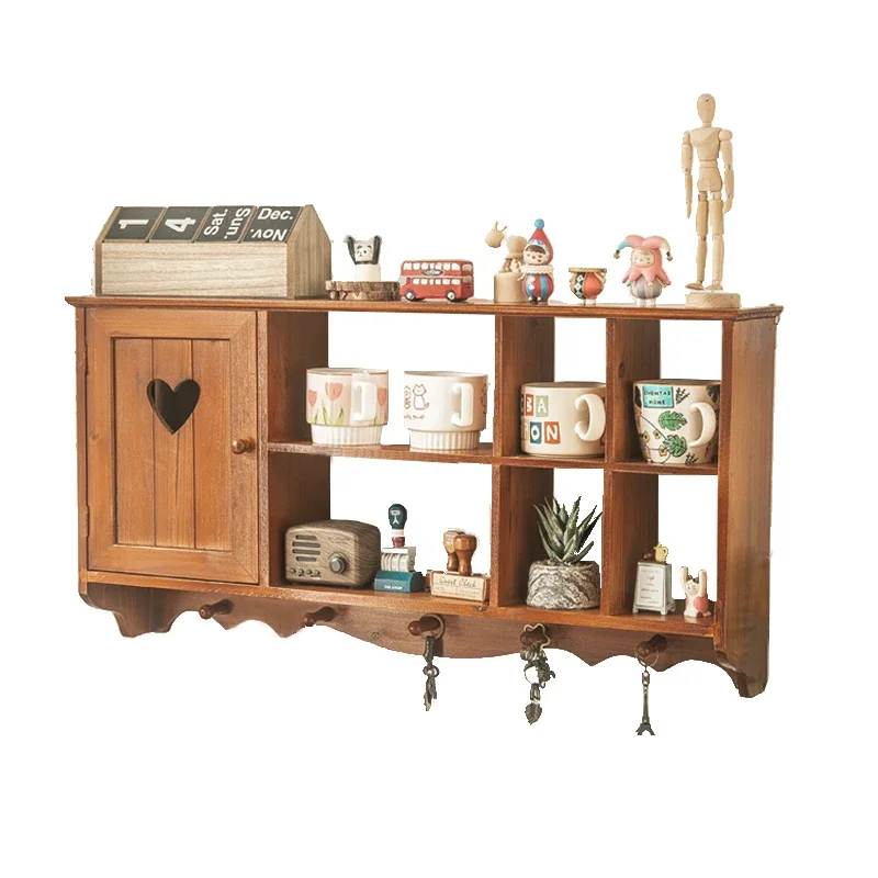 American Retro Meal Side Cabinet Solid Wood Kitchen Cabinets Living Room Tea Set Hanging Cabinet Wall Hanging Storage Cabinets