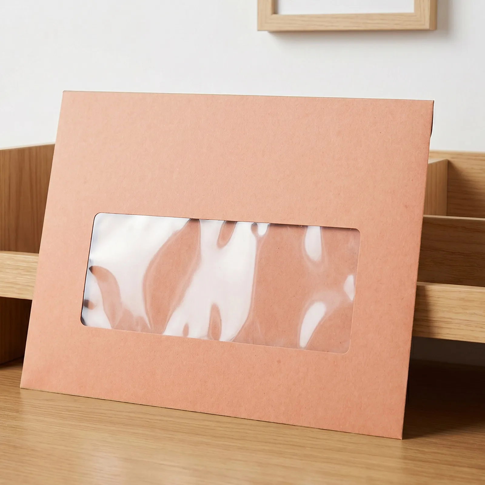 30Pcs Kraft Paper Envelopes Window Transparent Sealable Kraft Paper Document File Bag Organizer Holder for Mailing Invoices