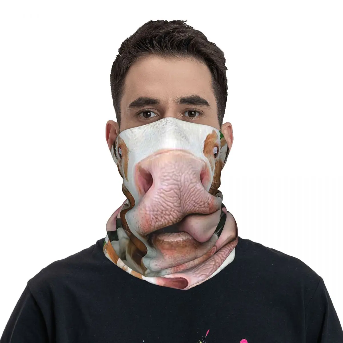 Funny Licking Cow Bandana Neck Gaiter Printed Wrap Scarf Warm Balaclava Riding For Men Women Adult Windproof