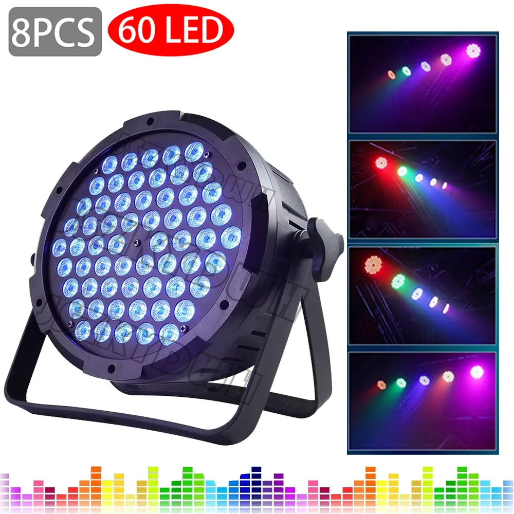 8PCS 60LED Disco Lights DMX512 DJ Sound Control Stage Lights Holiday 3 in 1 RGB Light Full Color Bar Wedding Ambient Lamp