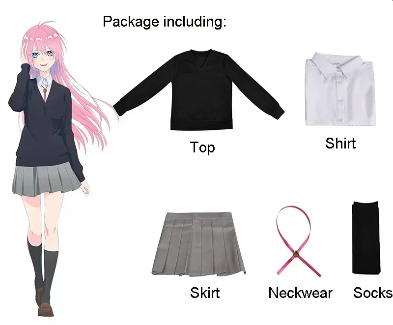 Shikimori's Not Just a Cutie 애니메이션 코스프레 의상 여성용 플러스 사이즈 의상에는 팬들을 위한 상단 및 하단이 포함되어 있습니다.