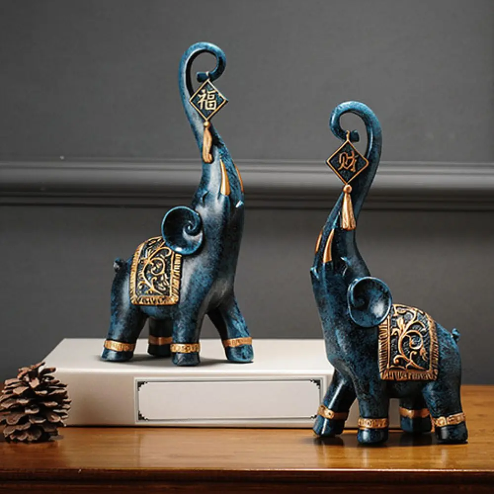 Abstract Resin Elephant Statue Decorative Figurine For Home Office Desk Living Room Shelves Ornament Modern Art Sculpture
