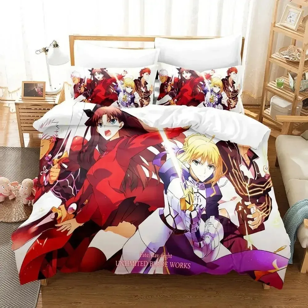 3D Print Anime FateStay Night Unlimited Blade Works Bedding Set Cartoon Anime three-piece set Adult Kid Bedroom Duvetcover Sets