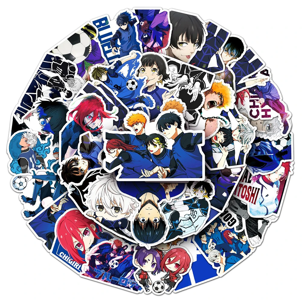 10/30/50 pçs anime japonês azul bloqueio adesivos isagi yoichi itoshi sae decalques dos desenhos animados diy portátil guitarra telefone bicicleta mangá adesivo