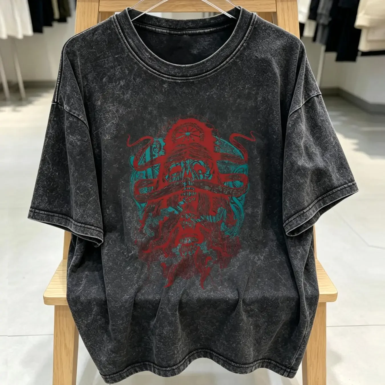 washed T Shirt Men's Baroness Opium Crown Ex Tour Slim Fit Small Natural vintage Washed Stretched fashion Comfortable Casual