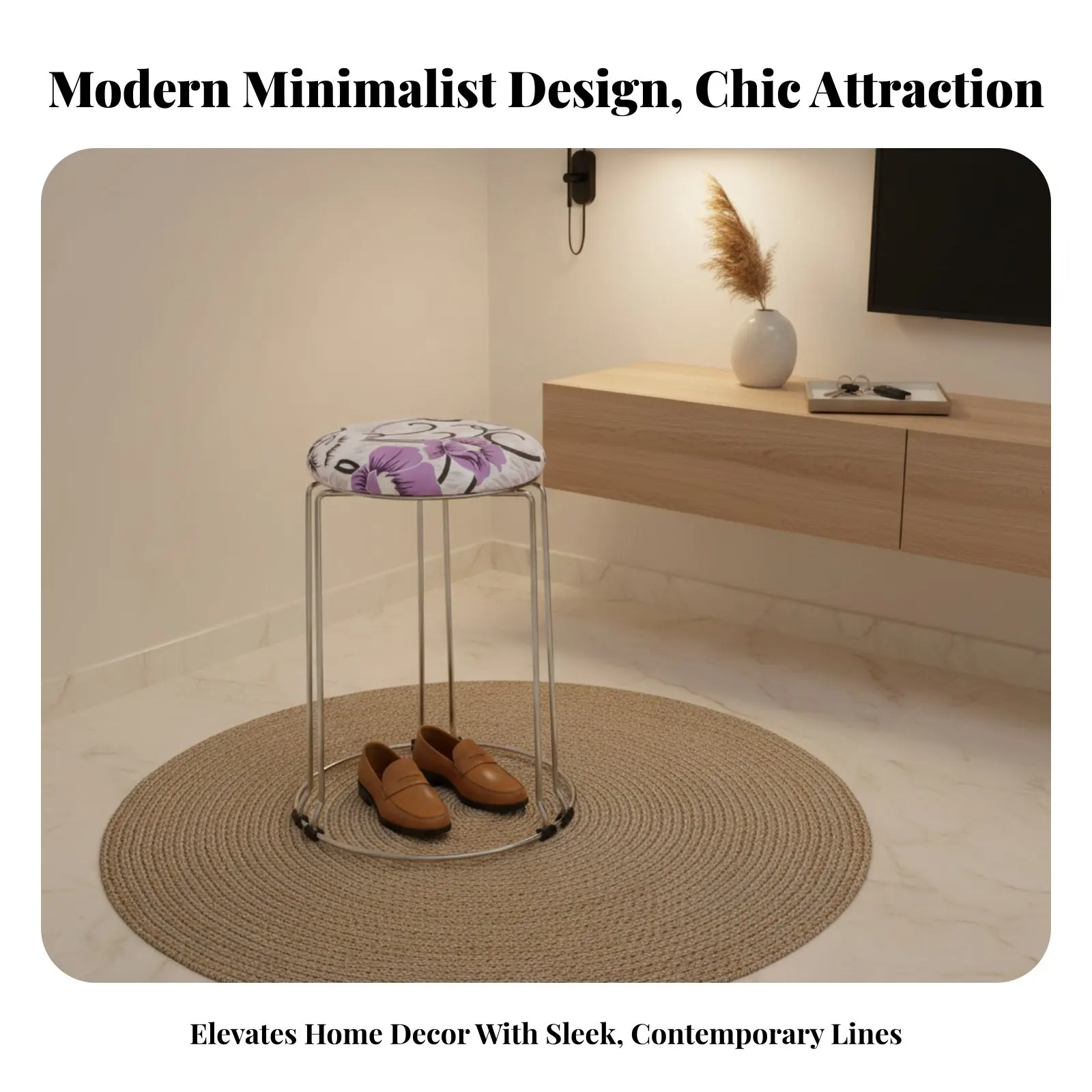 Paw Print Padded Stool Stackable Dining Chair Faux-Leather pad Non-Slip Feet for Homeowners, Adults, Living Room, Bedroom