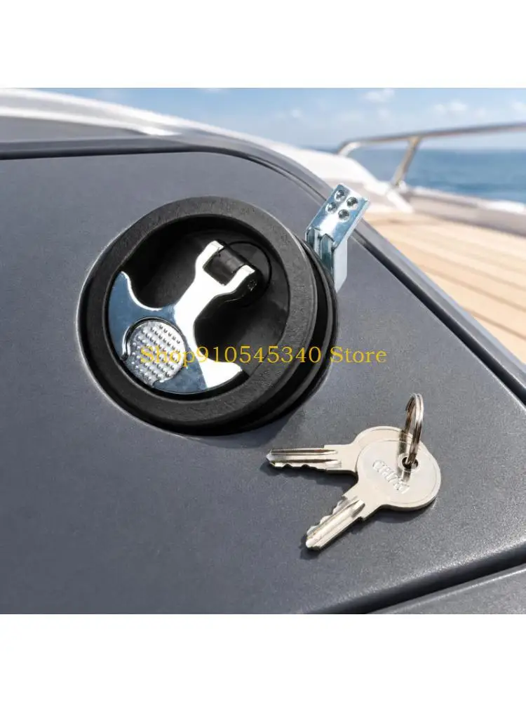 U2JA Recessed Storage Lid Fastener with Electroplated T-Handle and PA66 Reinforced Nylon Base for Fishing Boats, Vehicle