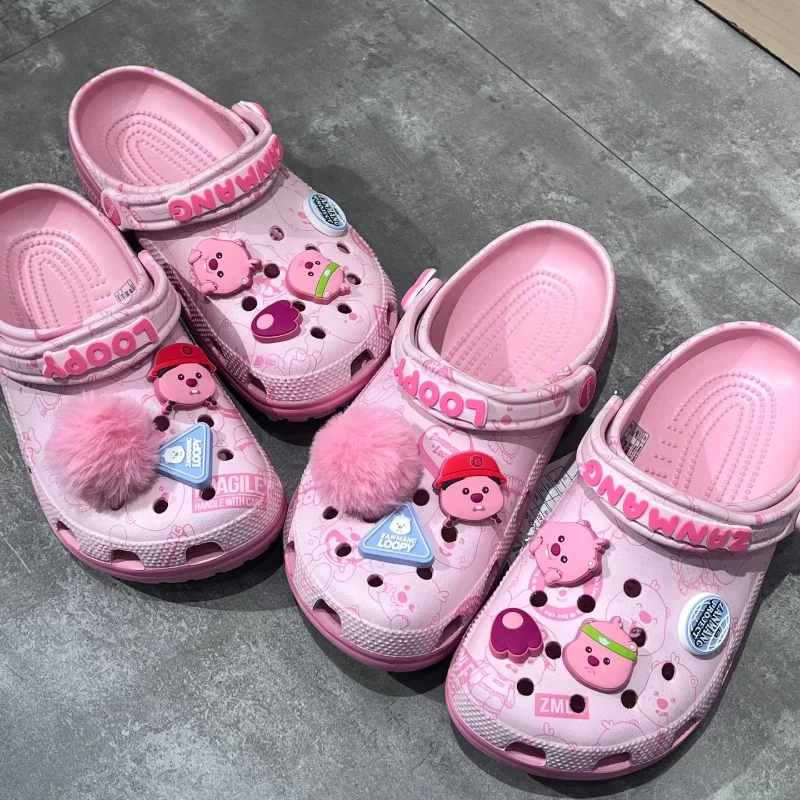 

New spot pink loopy hole shoes princess sandals cute cute girl heart shoes summer outdoor water slippers for girlfriend birthday