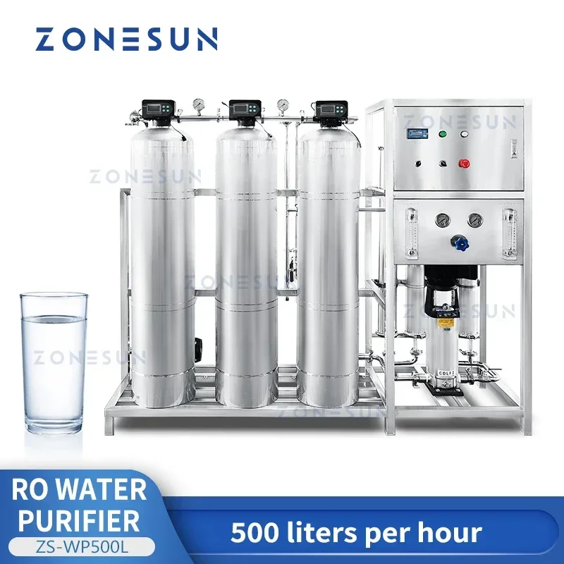 ZONESUN Drinking Water Purifier Reverse Osmosis System Filter Filtration RO Purification Water Treatment Machine ZS-WP500L