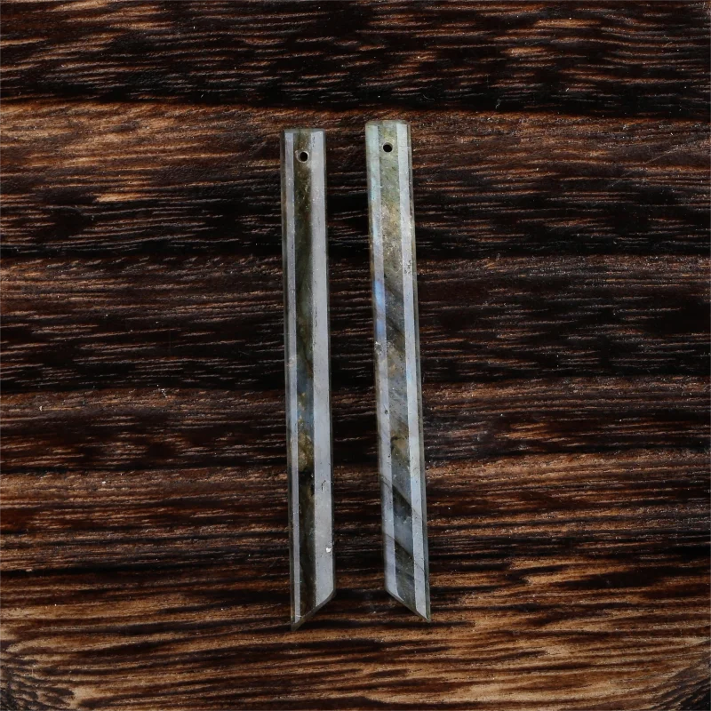 Natural  Labradorite Long Strip Earring Beads for Jewelry Making, Handmade Natural stones beads