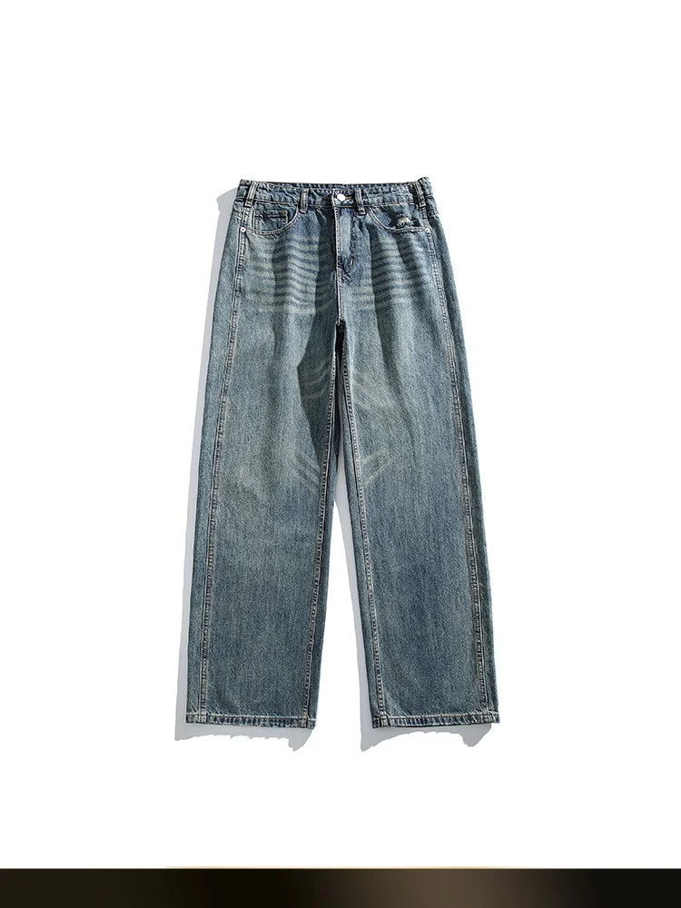 

Retro American Waed Straight Leg Jeans Casual Loose Fit for Couples Spring New Sle Youthful Cotton Polyester Blend