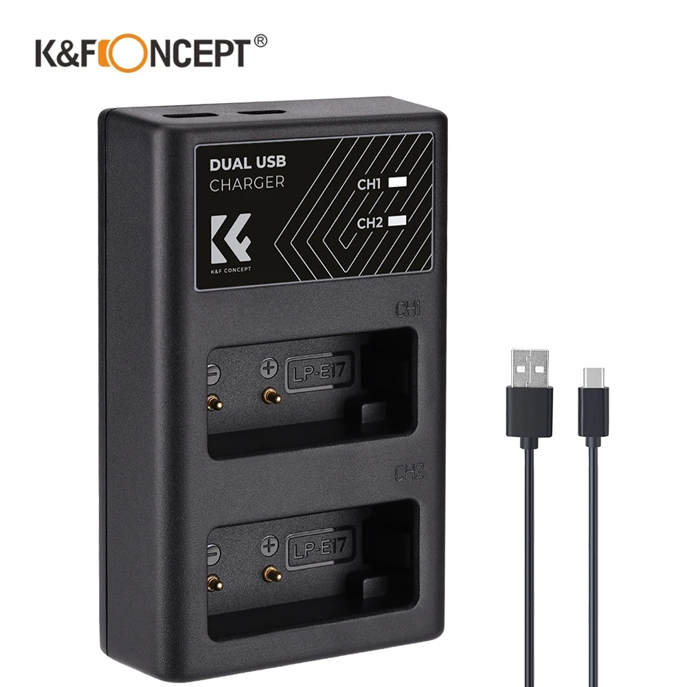 K&F Concept Camera Battery Charger for Canon LP-E17 Compatible with Canon EOS RP Rebel T8i T7i T6i T6s SL2 SL3 EOS M3 M5 200D