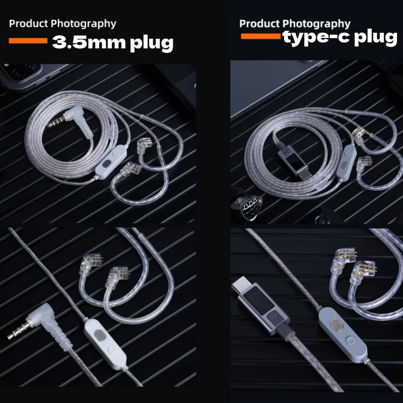  KZ M2 Dual Versilbertes Upgrade-Kabel, Hochauflösend mit Dual-Mikrofon, USB Typ-C, 3,5-mm-Stecker, optionales Upgrade-Kabel für Kopfhörer – Detail 1