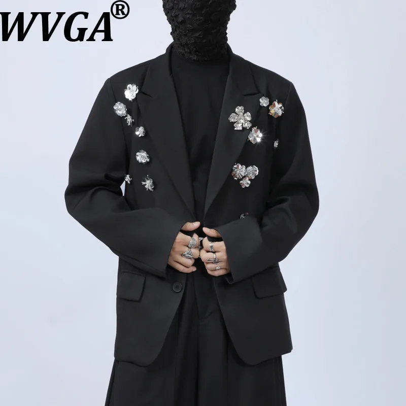 

WVGA Autumn Winter New Man Tide Heavy Craft Three-Dimensional Floral Sequin Design Suit Coat Niche Chic Casual Blazer Ins W14649