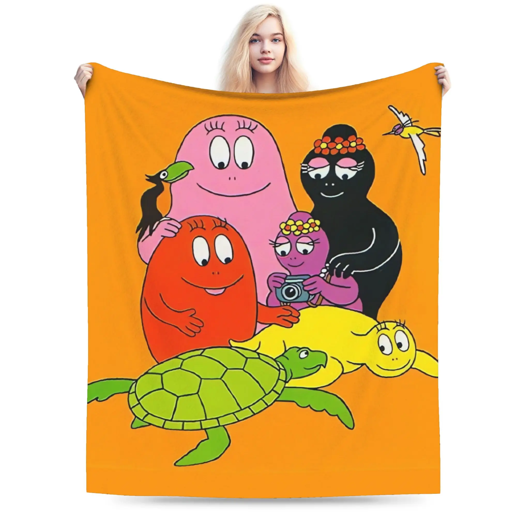 Barbapapa Barbamama Blanket  Camping Flannel Throw Blanket For Outdoor Warm Soft Customized Quality Bedspread Gift Idea