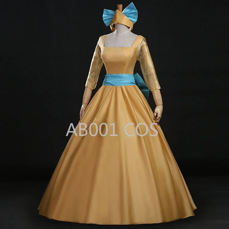 

Princess Anastasia Cosplay Yellow Costume with Hair Accessory Halloween Costumes for Women