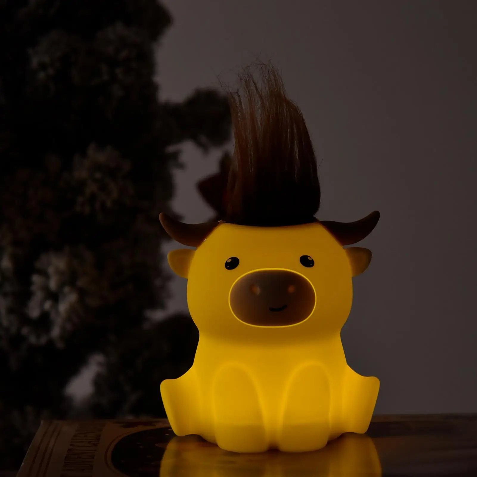 Kids Night Light Cartoon Cattle 2 Brightness Lamp With 20min Timer Bedroom Decorative Lamp For Home Bedside College Dormitory