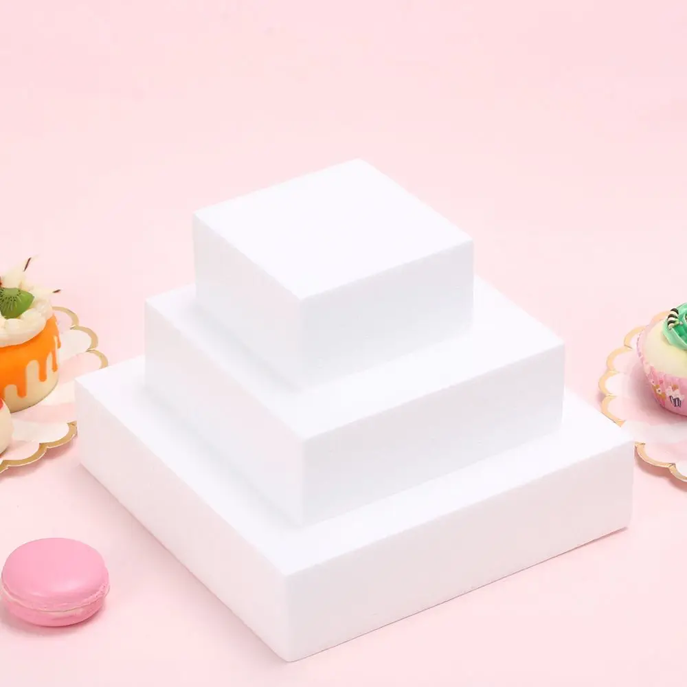 DIY 4/6/8/ inch Square Cake Dummy Modelling Sugar Craft Kitchen Party DIY Practice Model Cake Foam Mould Styrofoam