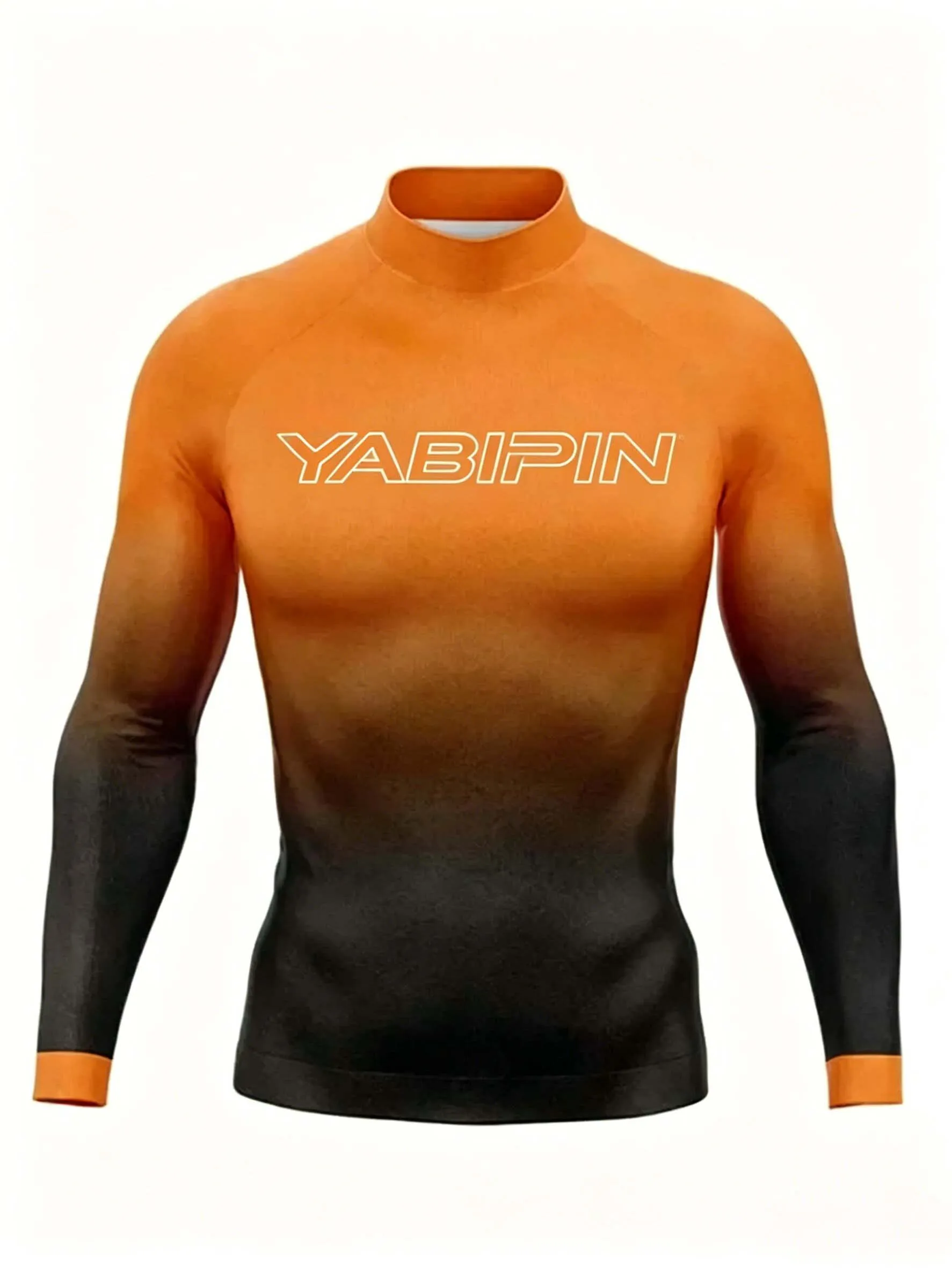 Super Stretch Men‘s Long Sleeve Surf Shirt, Stand Collar Rash Guard Breathable Quick Dry Lightweight Top
