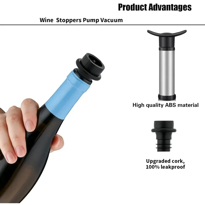 Wine Saver Vacuum Stoppers,Vacuum Pump Preserver Wine Saver Reusable Bottle Sealer Keeps Wine Fresh, Set of 24, Black