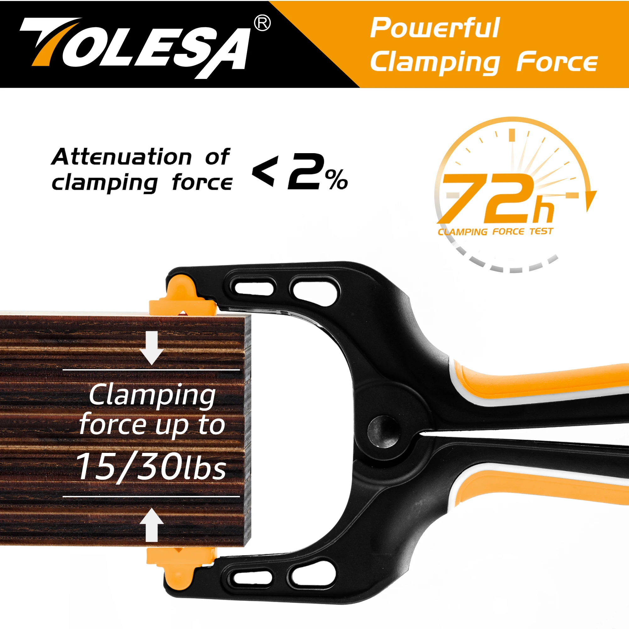 TOLESA 6PCS Spring Clamps Set for Woodworking Powerful Nylon Clamp 2PCS 7Inch and 4PCS 4Inch for Gluing, Clamping and Securing