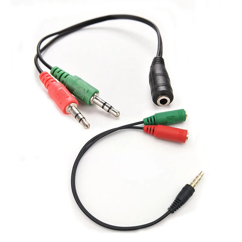 

20cm 3.5mm Headphone Microphone male Jack to female 2 female to male Cable Headset Adapter Y Splitter Audio for Laptop Earphone