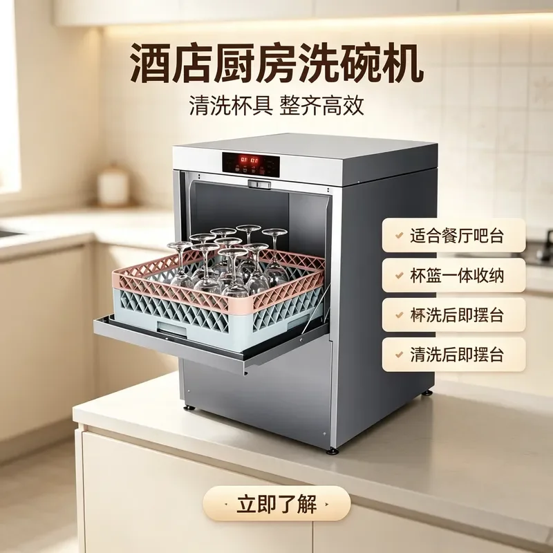 Commercial Cup Washer for Bar Cafe Milk Tea Shop Small Disinfection Table Embedded Dual Purpose Automatic Hotel Dishwasher