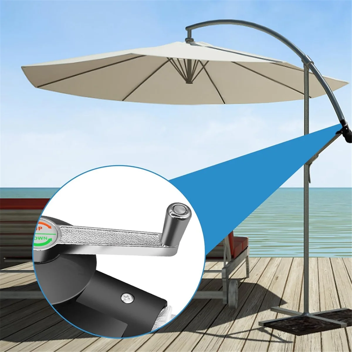 

YHYS Cantilever Umbrella Parts, Patio Umbrella Holder Rocking Handle Adjustable Umbrella Stand Parts Patio Umbrella Parts