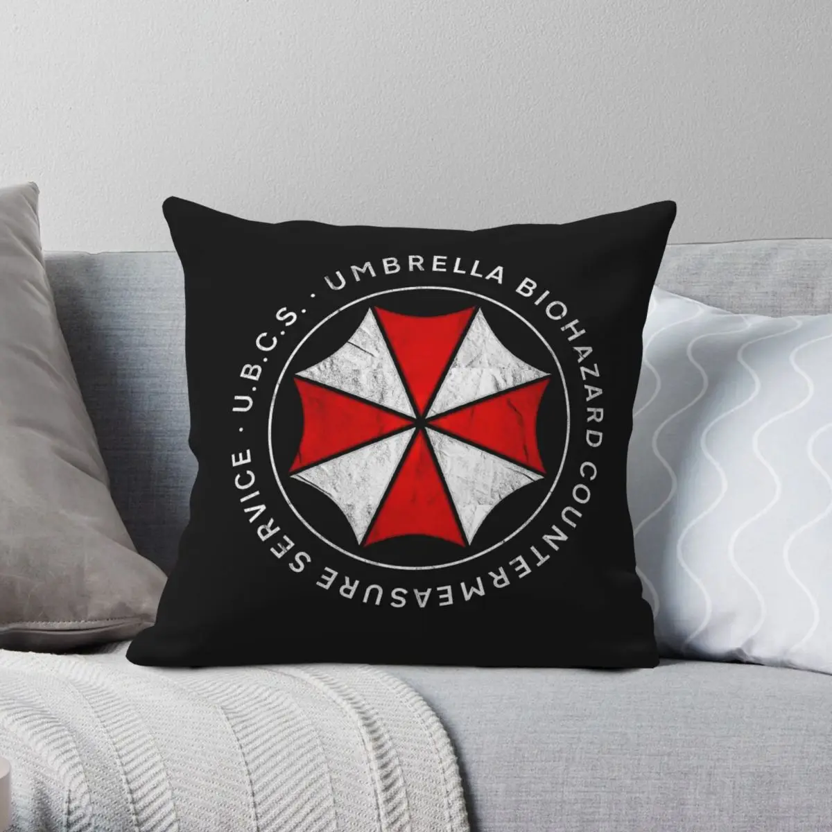 Umbrella Biohazard Countermeasure Square Pillowcase Polyester Linen Velvet Creative Decorative Throw Pillow Home Cushion Cover