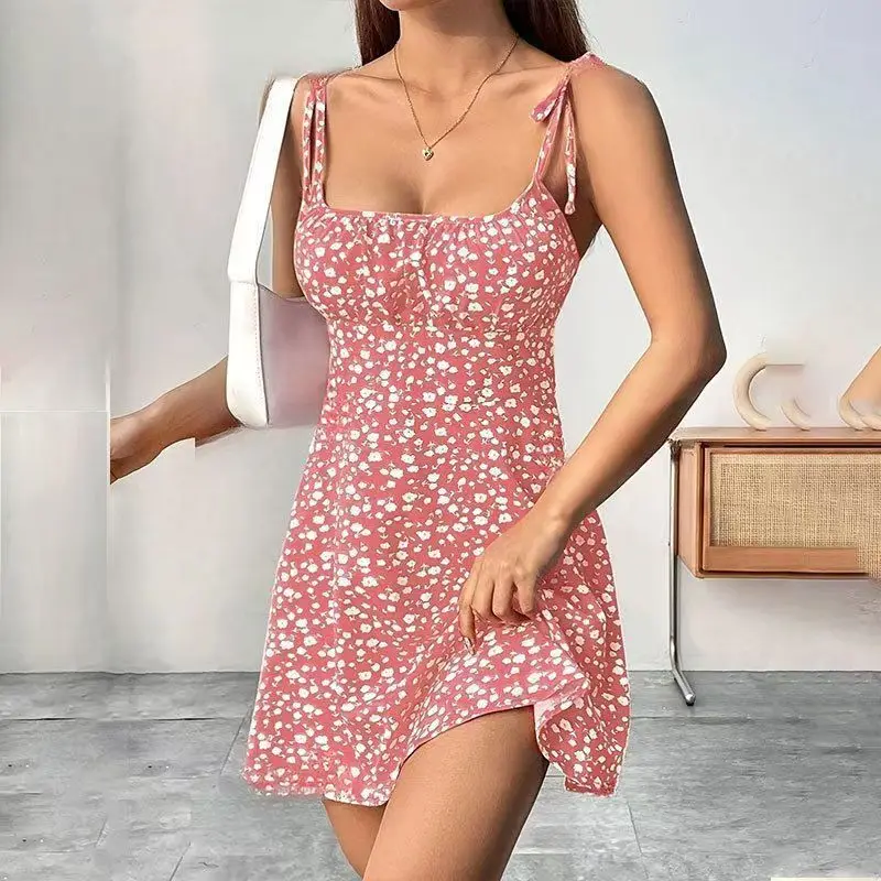 New Women Summer Floral Spaghetti Strap Sexy Dresses,Mini Dress,Beach Dress,Woman Clothing,Short Dresses,Clothes,Sundress