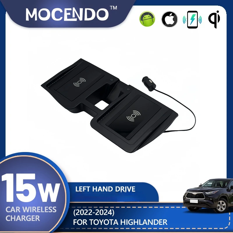 

For Toyota Highlander Harrier 2022-2024 15W wireless charger for car fit xiaomi,iphone phone car accessories tools