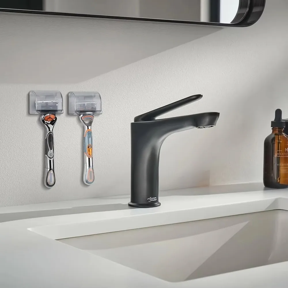 Waterproof Razor Holder Self Adhesive Plastic Material Shaving Holder Dustproof With Cover Shaver Holder Bathroom Organizer