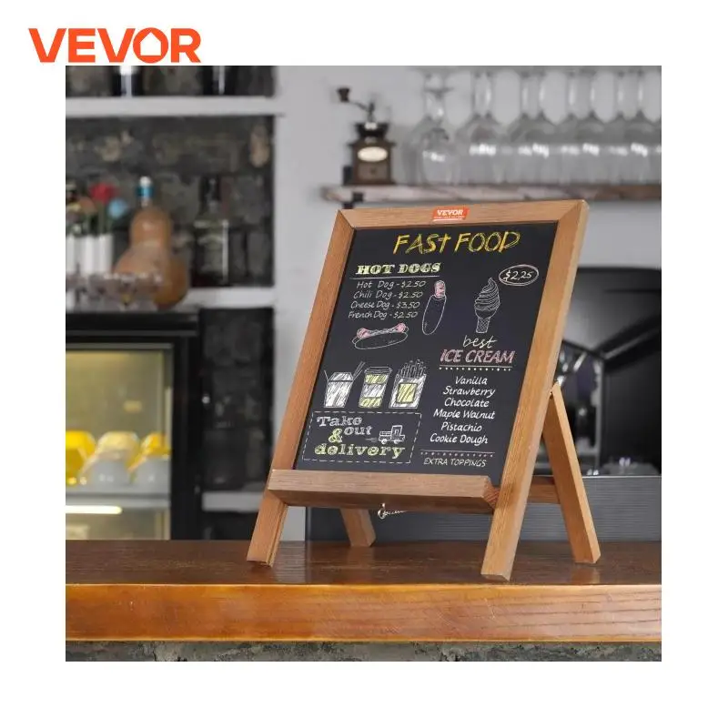VEVOR Tabletop Chalkboard Sign Message Signs with Chalks Freestanding Framed Memo Board 10"x14"  For Kitchen Decor and Wedding