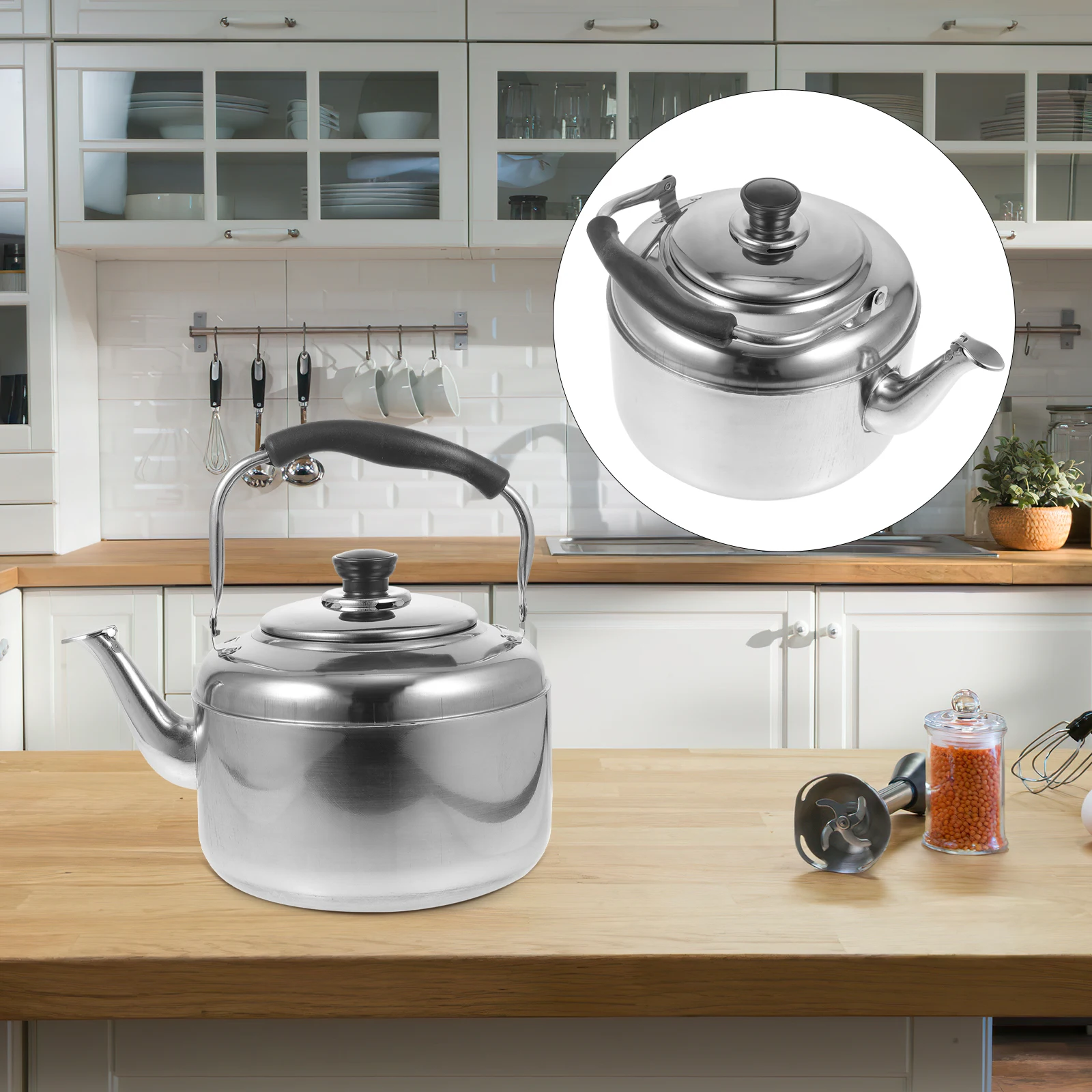 

Kettle Chirping with Whistle Tea for Stove Top Whistling Stainless Metal Steel Stovetop Kettles Induction Silver
