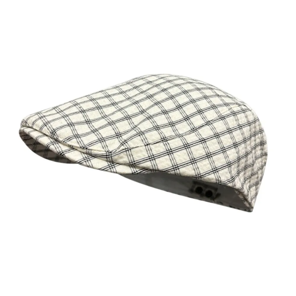 

Retro Forward Cap Plaid Berets Korean Style Y2k Newsboy Caps Thin Flat Painter Hat Student