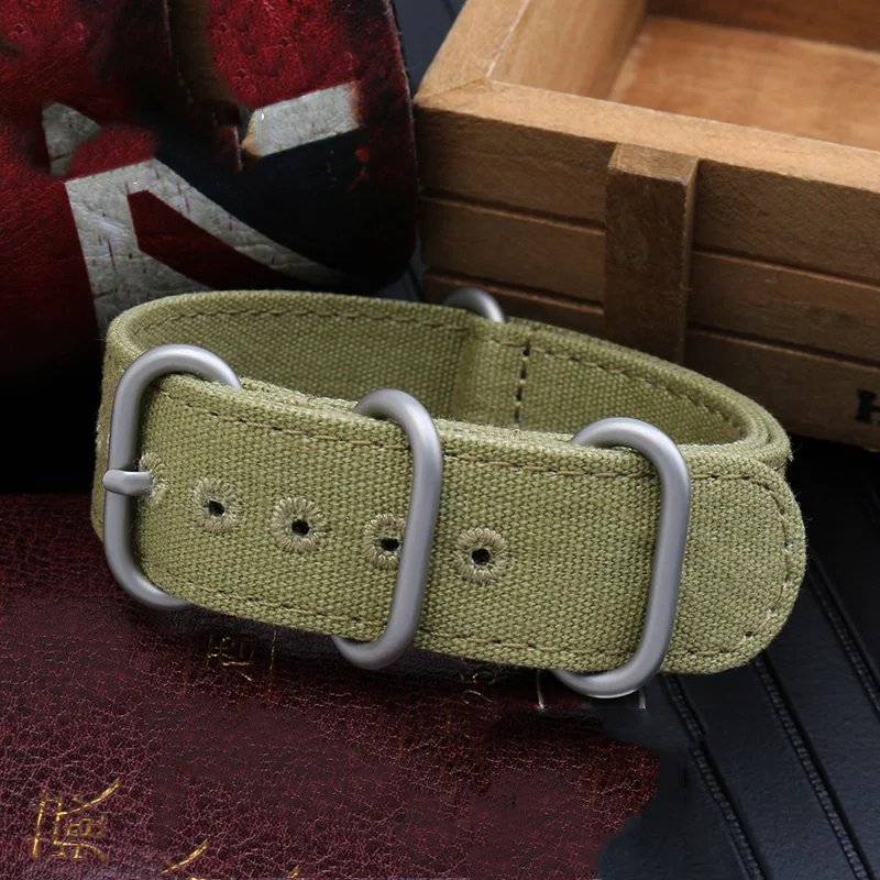 For any brand watch Fabric Military watchband watch Climbing Sports wristband straps 20 22 24 26mm men\' Cotton canvas bracelet