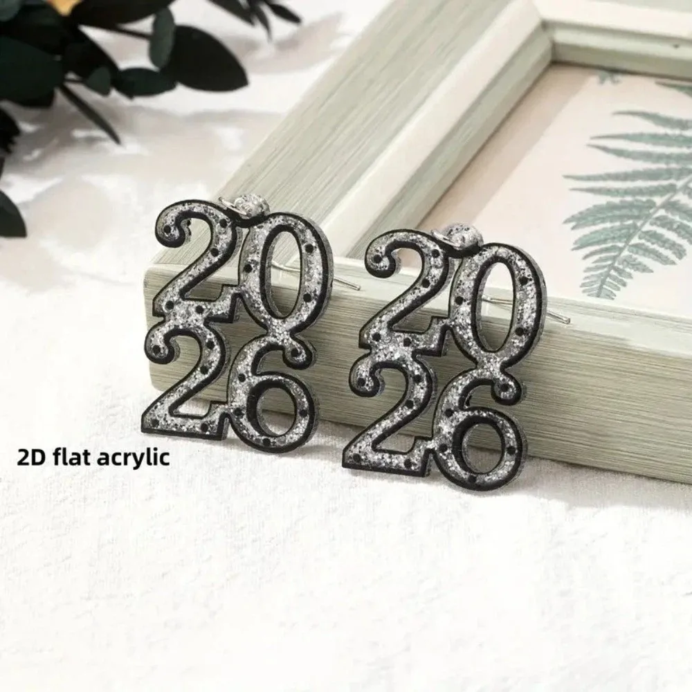 مجوهرات 2026 أقراط جمالية قطرة طويلة 2026 قلادة بريق أكريليك 2026 عدد أقراط السنة الجديدة السعيدة #2