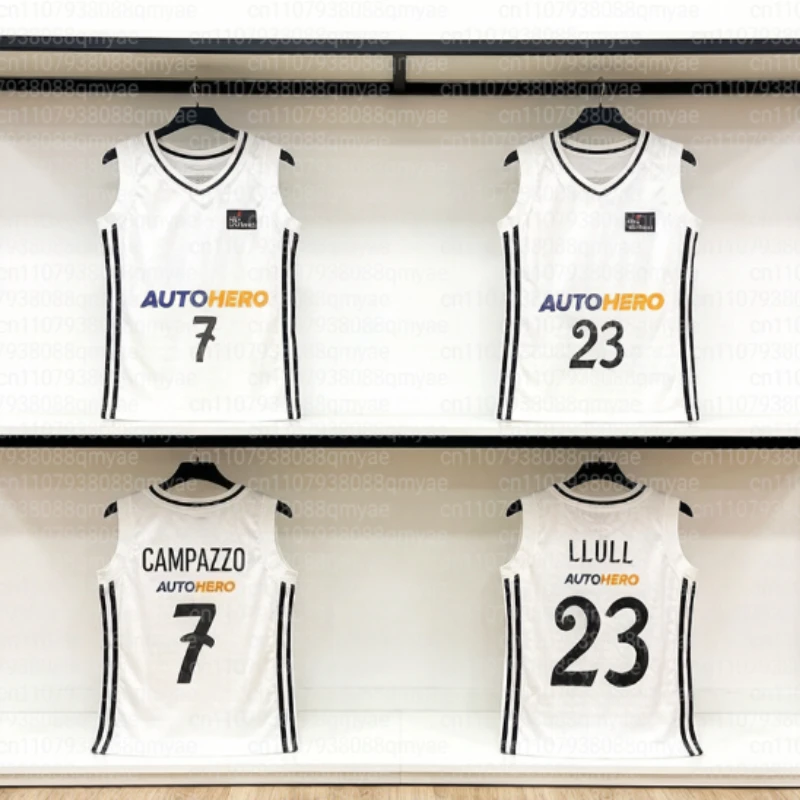 2022-26 Traje de baloncesto Sergio Llull para padres e hijos, chaleco con estampado 3D, chaleco deportivo transpirable de secado rápido, color blanco español, para deportes al aire libre