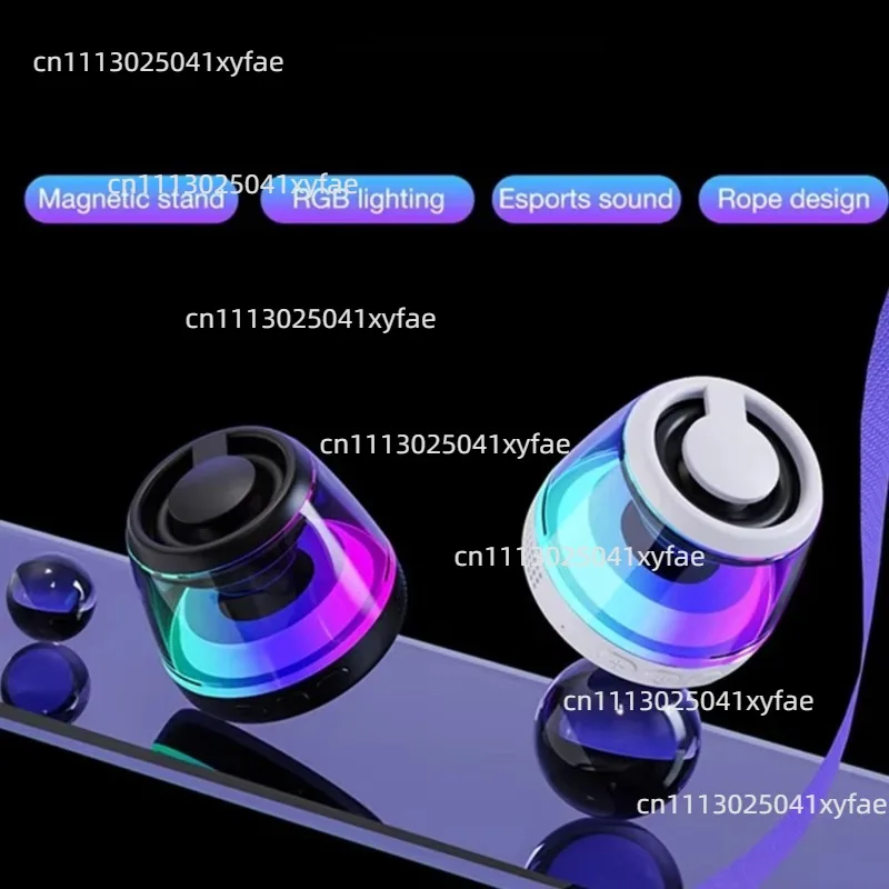 Magnetic Portable Bluetooth Speaker, Mini Stereo Sound Box with RGB Light & Phone Holder, Wireless Small Subwoofer Desktop Audio