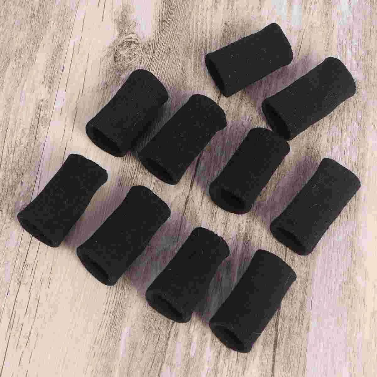 10 Pcs Volleyball Finger Sweatband Stretchy Finger Protector Sleeve Arthritis Support (Black)