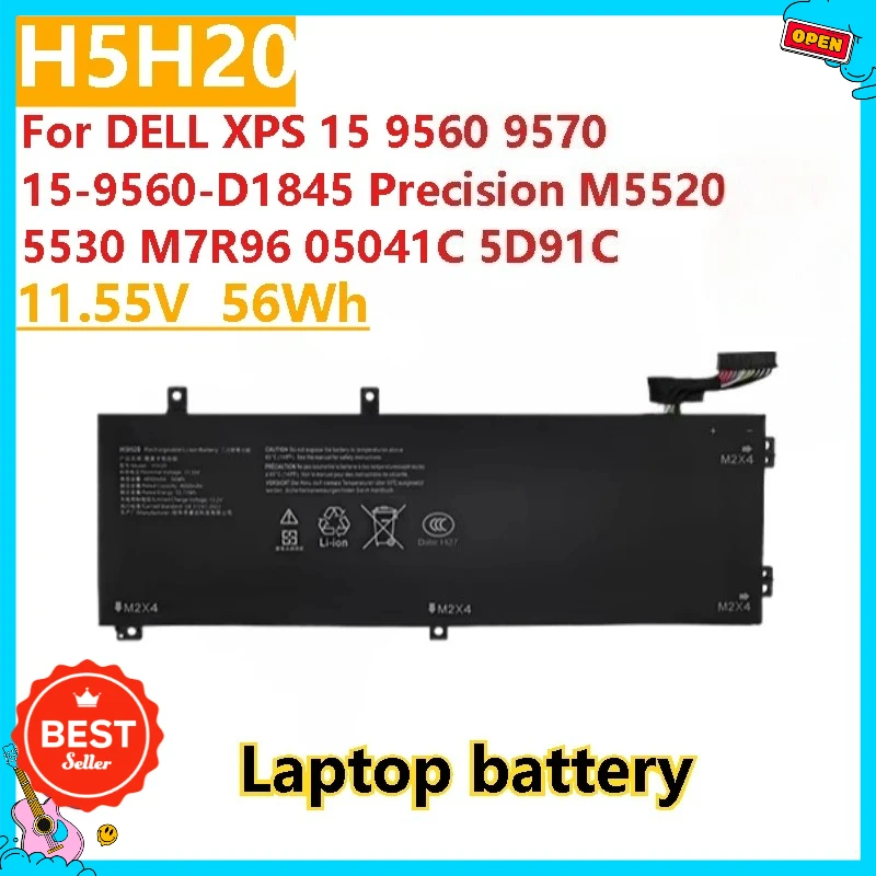 

Brand New High Quality Laptop Battery 11.55V H5H20 6GTPY for DELL XPS 15 9560 9570 15-9560-D1845 Precision 05041C 5D91C M5520