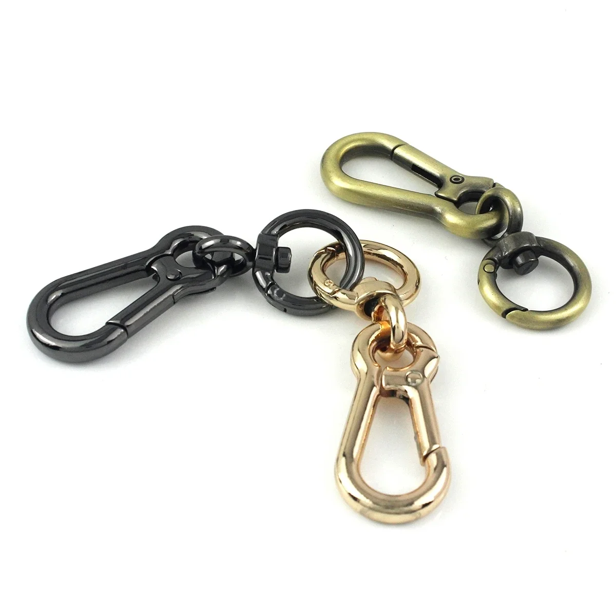 1x Metal Carabiner Swivel Eye Snap Hook Spring Gate Trigger Clasps Clips for Leather Craft Belt Strap Webbing Keychain Hooks