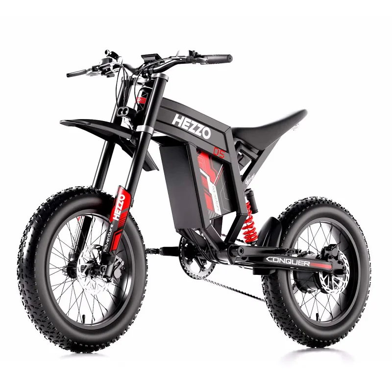 HEZZO 3000W 60V 43mph Powerful Electric Dirt Bike D5 20*4.0 Fat Tire Adult E-Motocross 75-93Miles US Stock 1-Yr Warranty