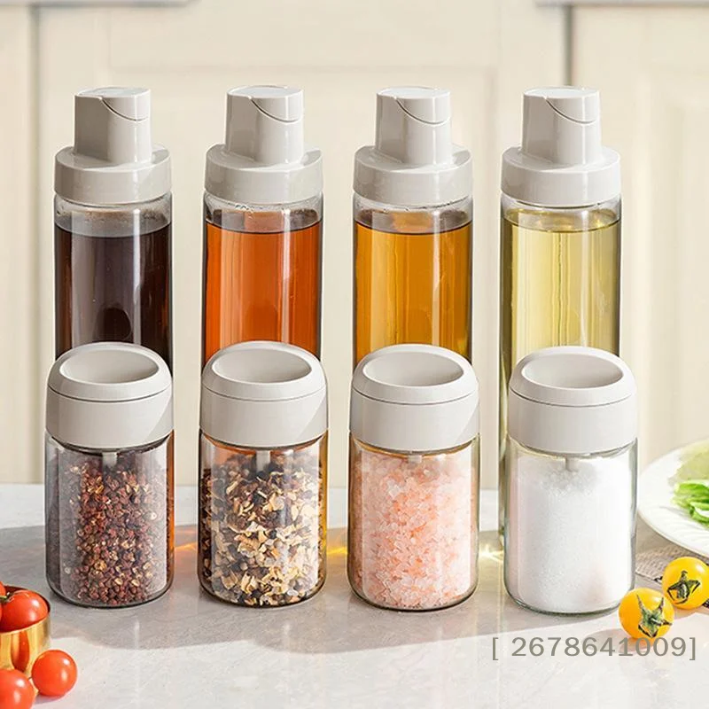 ⚑1Pcs Sealed Glass Seasoning Jar Quantified Moisture-proof Salt Storage Container With Spoon Seasoning Box Restaurant
