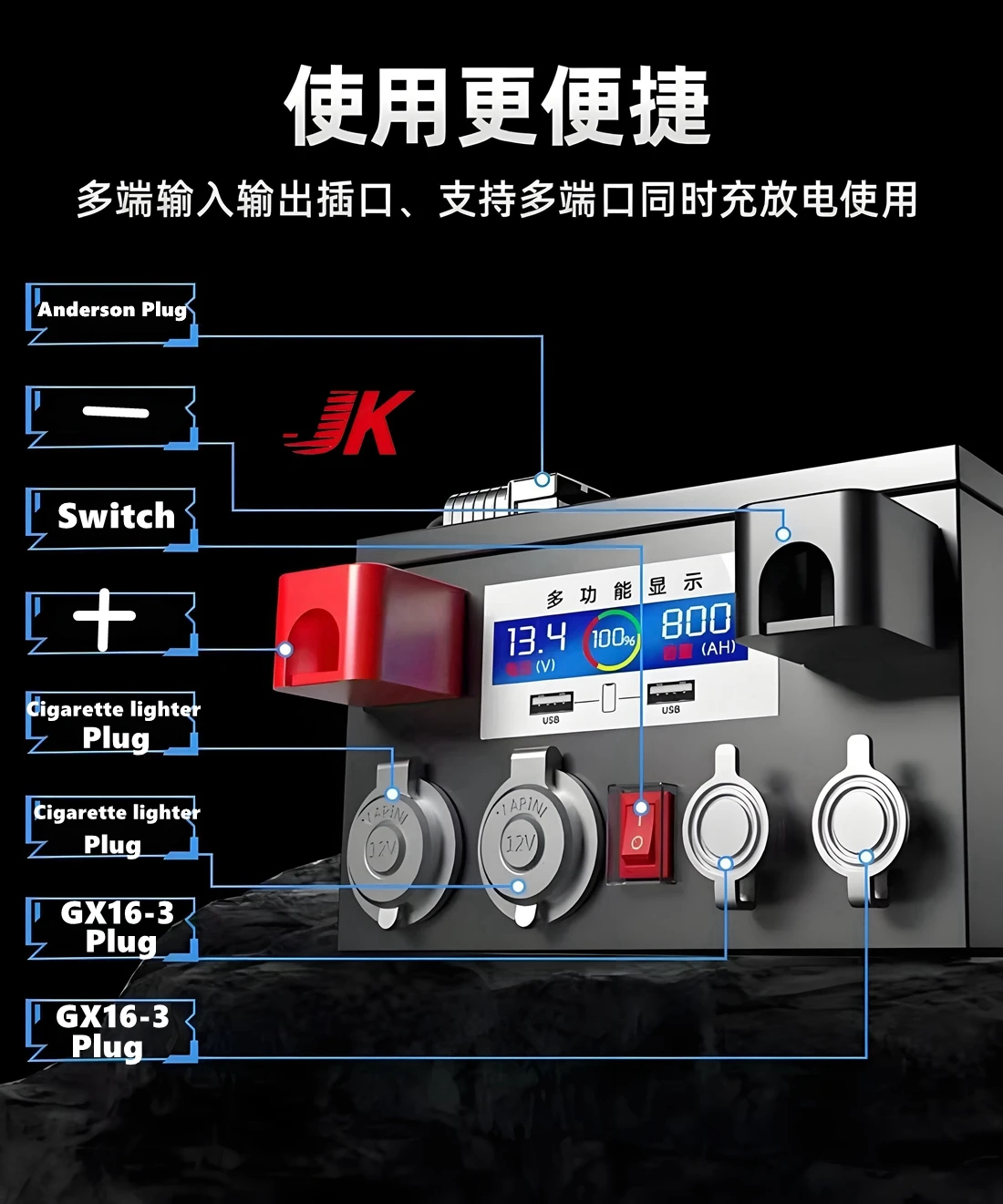 LiFePO4 battery 24V 500ah 600Ah 100ah 1000ah Built in smart BMS deep cycle high-power multifunctional Outdoor power rechargeable