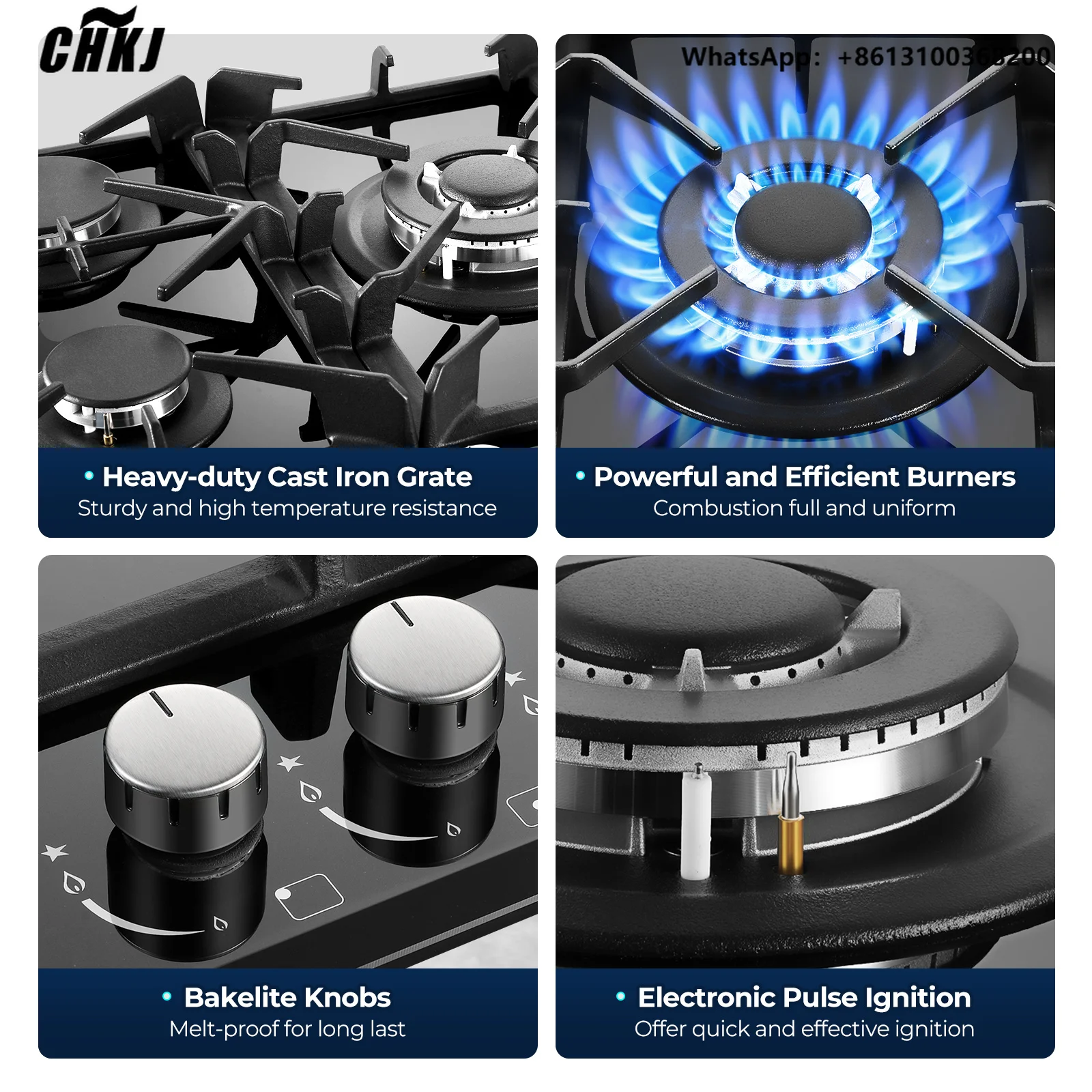 Gas Cooktop 30 Inch, 5 Burners Gas Stove, Built-in NG/LPG Convertible Gas Stove Top, Black Tempered Glass Propane Cooktop